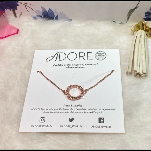 NWT ADORE ORGANIC CIRCLE BEADED SWAROVSKI CRYSTAL ROSE GOLD BRACELET - Picture 5 of 12